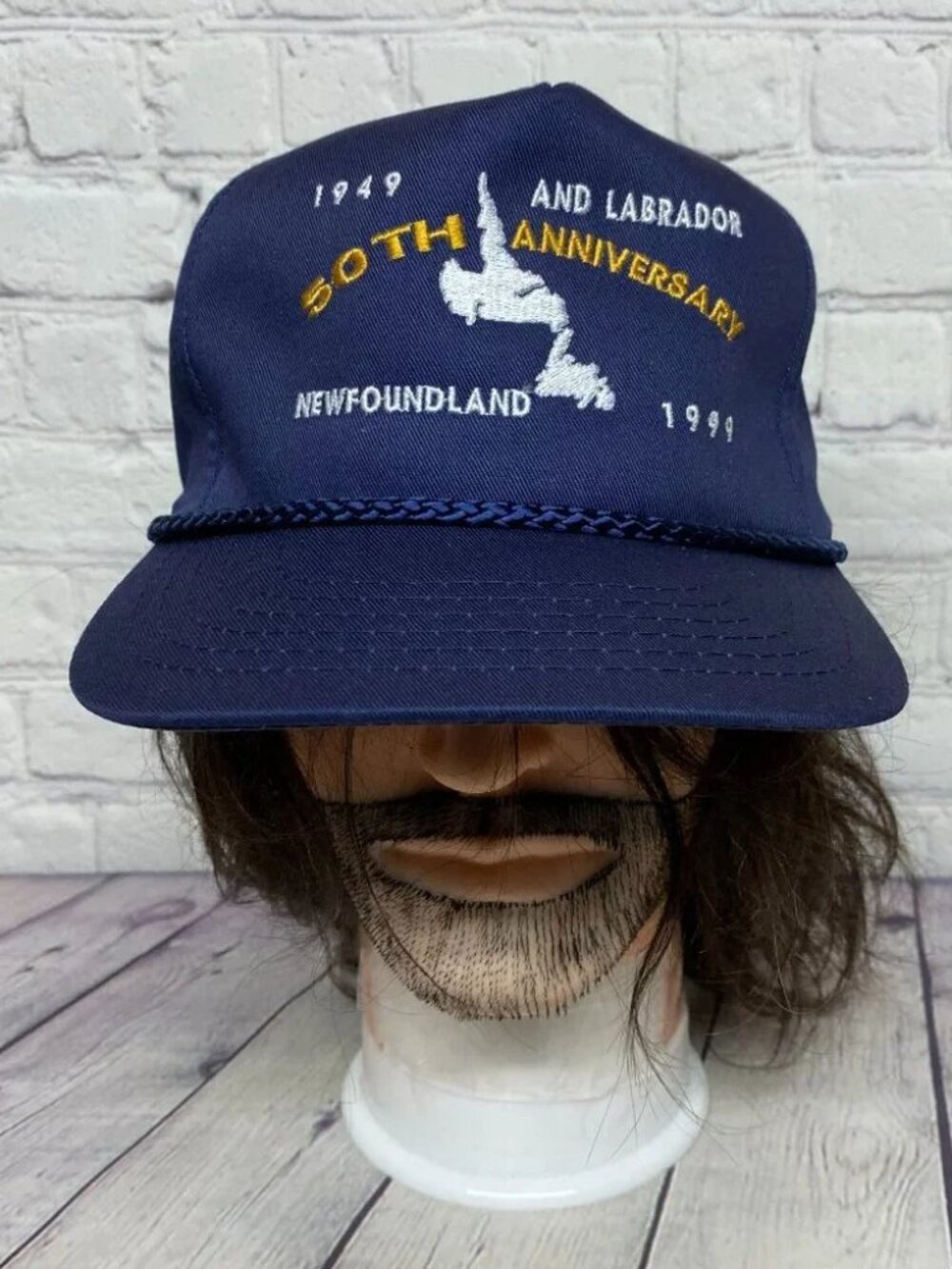 Vintage Newfound Land 50th AnniversaryTrucker Hat Rope Cap Navy Blue 1999 90s